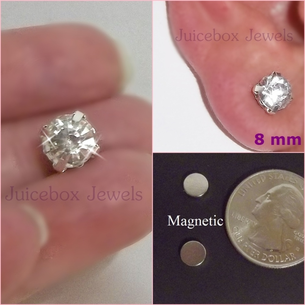 MAGNETIC 8 mm Clear Glass Rhinestone Stud #M151